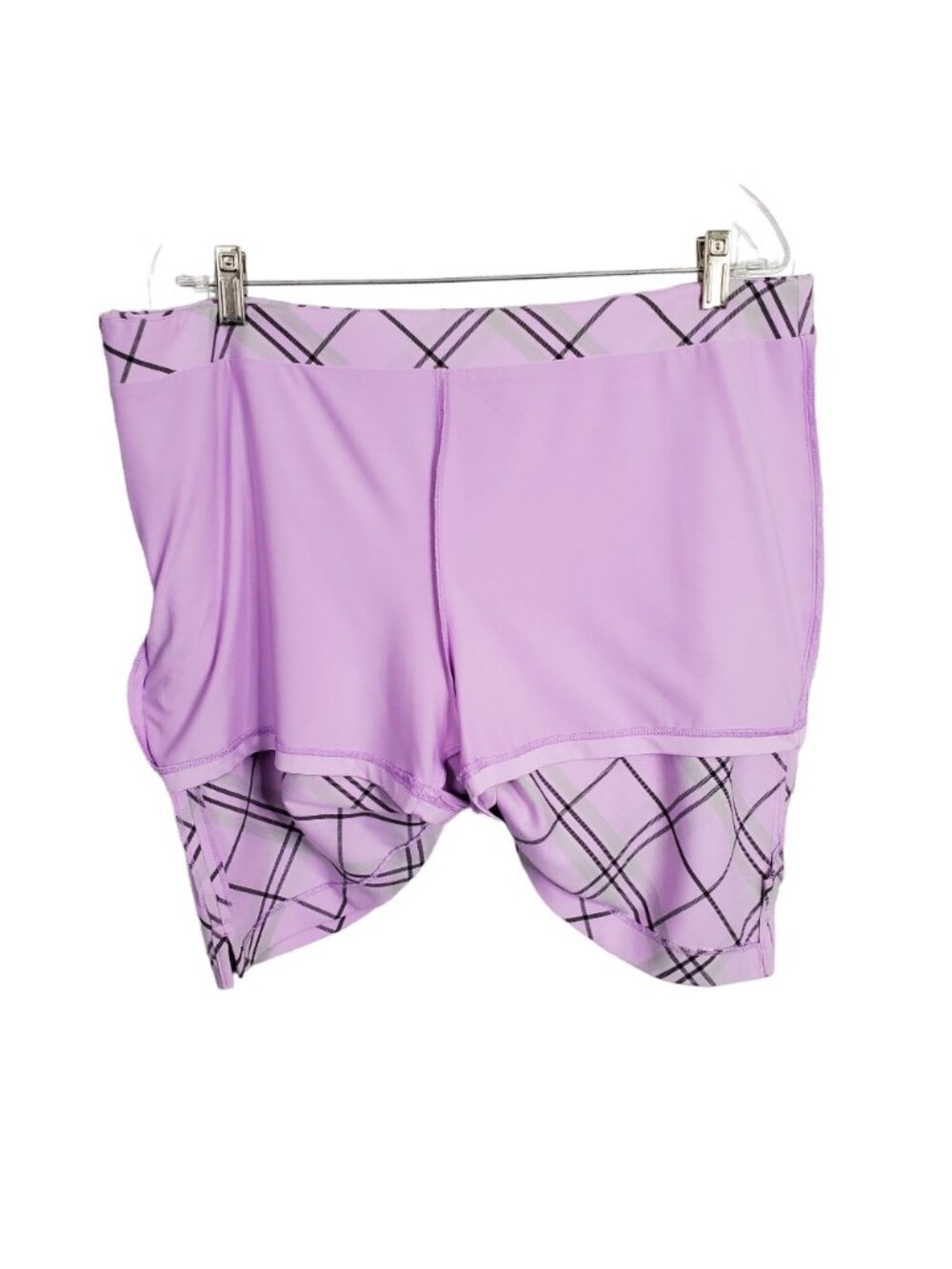 Greg Norman Size 14 Skort Golf Skirt Shorts Pockets Side Zip Lined Purple Plaid - Picture 5 of 10